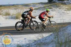 Attorney Joe Zarzaur in bicycle segment of Ironman triathlon